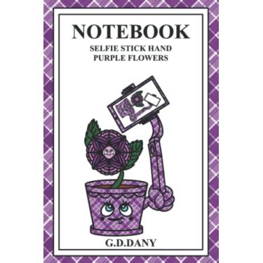 Imagem de NOTEBOOK SELFIE STICK HAND PURPLE FLOWERS
