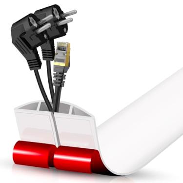 Imagem de Escondedor de cabo autoadesivo com cavidade de 2 x 0,9 cm, gerenciamento de cabos de perfil baixo de 9 m, protetor de faixa de extensão para fios, evita viagens de cabos para escritórios, academias e