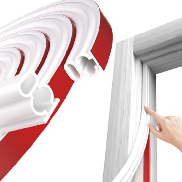 Imagem de JSIWOTH Isolamento Contra Intempéries, Tira de Vedação de Borracha Branca Em Forma de D para Portas/Janelas, Isolamento Acústico Autoadesivo para Portas, Batente de Porta, Bloquead (0,59" De Espessura