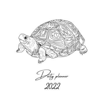 Imagem de 2022 Daily Planner: One Page Per Day Diary / Tortoise / Reptile / Sketch / Minimalist / Dated Large 365 Day Journal / Date Book With Notes Section - Time Slots - Schedule - Calendar / Organizer