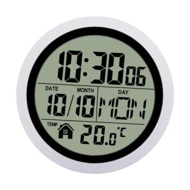 Imagem de WeiLaiKeQi Relógio de chuveiro digital Temperatura interna Data Display Pequeno relógio de parede para cozinha, Prata