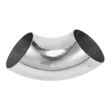 Imagem de Motoforti Tubulação de tubo de escape modificada para carro curva mandril 90 graus espessura OD 1,0 mm/19GA 63x160x1,0 mm aço inoxidável 304 prateado