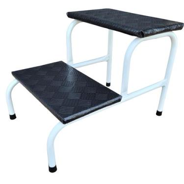 Imagem de Escada Clínica de 2 Degraus Branca Esmaltada Tubo 3/4 Com Piso em MDF 