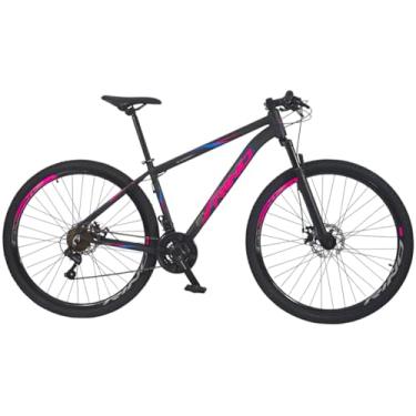 Imagem de Bicicleta Aro 29 Rino Everest 21v Cambios e Pedivela Shimano Cubo Roletado (Preto/Pink/Azul, 17)