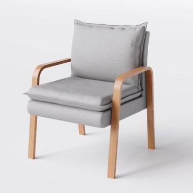 Imagem de Poltrona Decorativa Bela em Chenille Cinza Claro - Home Mobily