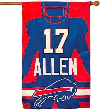 Imagem de Bandeira de silhueta Josh Allen Red Buffalo Bills 111 x 71 cm