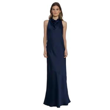 Imagem de Maggy London Vestidos formais femininos com decote alto e comprimento até o chão, Blazer azul-marinho, 11