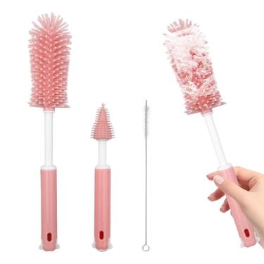 Imagem de Máquina de lavar mamadeiras compatível com bombas de amamentação Momcozy Kit de limpeza de bomba de leite, conjunto de escovas de limpeza 3 em 1 – Inclui escova de mamadeira removível, escova de