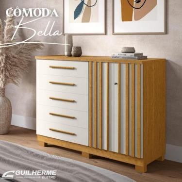 Imagem de Comoda grande com Chave 5 Gavetas com Sapateira madeira 100%MDF Modelo
