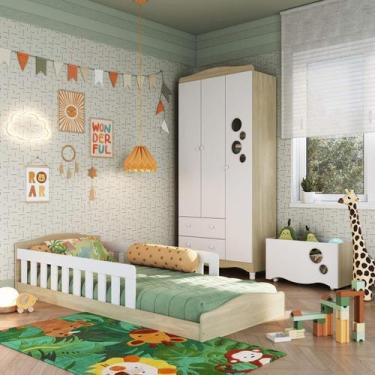 Imagem de Quarto Infantil Completo com Cama Montessoriana 3pc Linha Encanto Comp