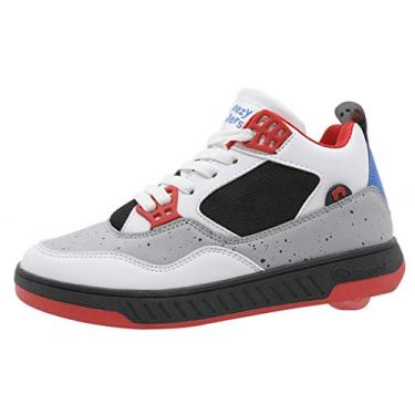 Imagem de Beppi Tênis de skate para meninas e meninos – Tênis de skate com rodas, Branco/Cinza, 1.5 Big Kid