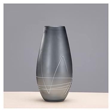 Imagem de Vaso Decoração de vaso de luxo leve, arranjo de flores de sala de estar vidro fosco, arranjo de flores simples moderno europeu retrô, decoração de mesa Vaso de flores(Grande)