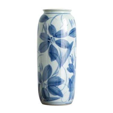 Imagem de Vaso Vaso de cerâmica retrô Arranjo de flores Azul e branco Porcelana decoração chinesa Decoração de vaso de flores cultivadas em água Vaso de flores