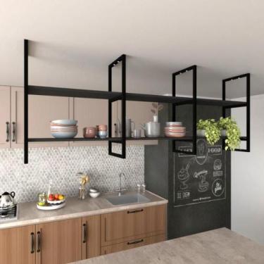 Imagem de Prateleira industrial cozinha suporte para prateleira industrial nicho