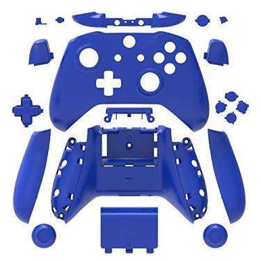 Imagem de Capa WPS Matte com conjunto completo de placas de rosto + botões ABXY + amortecedores RB LB + trilhos direito/esquerdo para Xbox One S Slim (conector de fone de ouvido de 3,5 mm) controladores para versão 1708, Azul