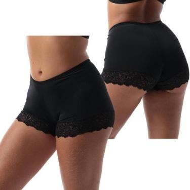 Imagem de Kit 2 Short Anágua Segunda Pele Feminina Com Renda Adulta Usar Debaixo