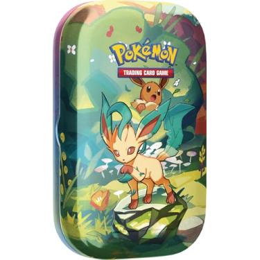 Imagem de Pokémon TCG: Escarlate e Violet—Prismatic Evolutions Mini Tin – Leafeon (2 Pacotes Booster e 1 Moeda)