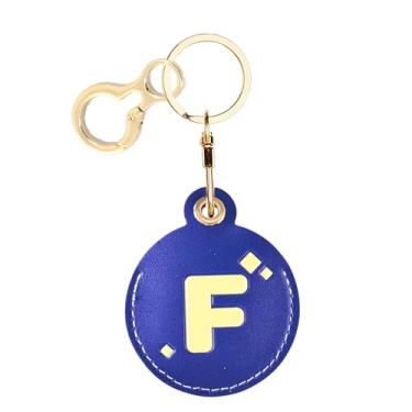 Imagem de Capa com porta-chaves de couro com letra inicial personalizada compatível com AirTag, linda capa protetora de ar com chaveiro, rastreador GPS antiarranhões, carteira para chaves de animais de