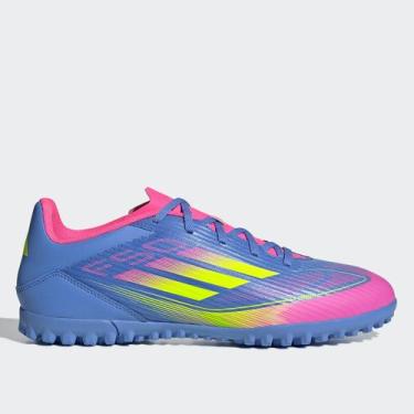 Imagem de Chuteira Society Adidas F50 Club Unissex, Azul, Verde, 39