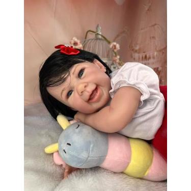 Imagem de Bebê Reborn Menina Morena Olhos Azuis Com Enxoval - Mundo Azul e Rosa