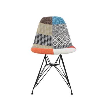 Imagem de Cadeira Eiffel Sem Braços - Base Metal Preta - Assento Patchwork Principal