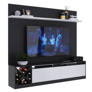 Imagem de Estante para TV até 60 polegadas 2 portas 2023 ptx/bac preto/branco