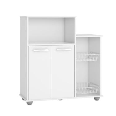 Imagem de Balcão Multiuso Sollys Com 2 Portas Organizadora Premium Fruteira Nicho Moderno Apoio Móveis Cozinha Armazenamento Funcional Luxo Cor Branco
