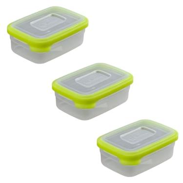 Imagem de Conjunto 3 Potes Plásticos Marmita 500ml Transparente,Vedação e BPA Free (Amarelo)