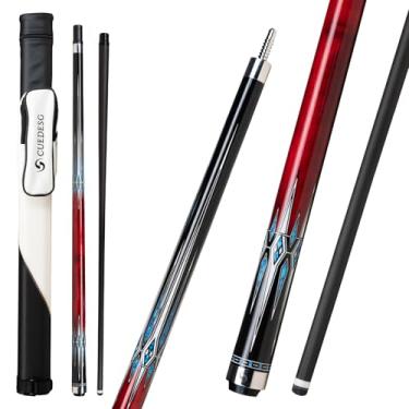 Imagem de CUEDESG Taco de sinuca de fibra de carbono 10,5 mm/11,8 mm/12,5 mm, bastão de sinuca de baixa deflexão, bastão profissional com estojo (YQ_Red_11,8 mm)