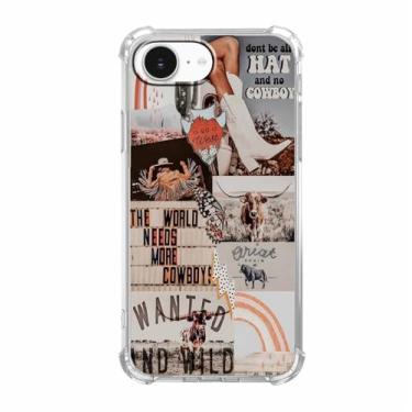 Imagem de Vesidurt Capa West Cowboy para iPhone 16e, Western Country Art Collage, capa protetora de TPU macio na moda compatível com iPhone 16e