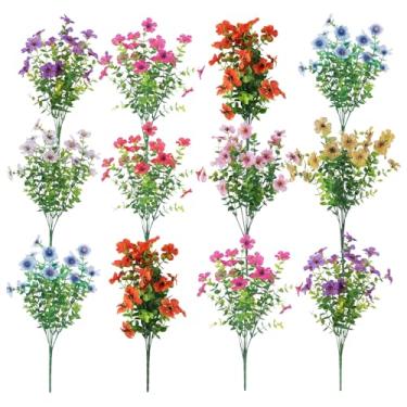 Imagem de Flores ao ar livre artificial, flores artificiais para o ar livre,Facos de flores falsas reais resistentes a UV | Adeços de decoração de plantas artificiais para o quintal de festas de casamento.