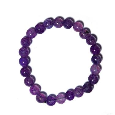 Imagem de Pulseira Pedra Ágata Lilás Bolinha 8mm Fio Silicone