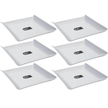 Imagem de Kit 6 Pratos 16cm Quadrados Coza Cosy Servir Frutas Sorvete Frios Pequenos Casual