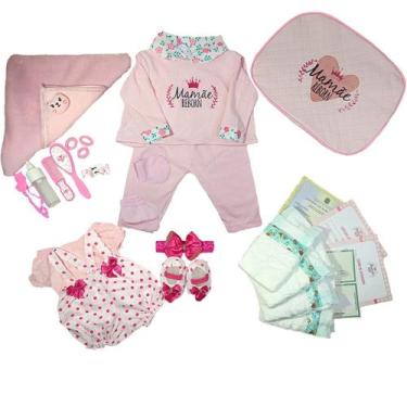 Imagem de Enxoval Boneca Bebê Reborn Realista 29 Acessórios Rosa Claro - Mamãe R