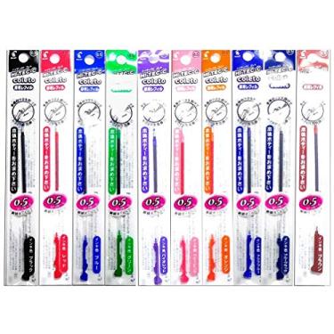Imagem de Refil de caneta de tinta gel Pilot Hi-Tec-C Coleto 0,5 mm, conjunto de 10 cores preto, vermelho, azul, verde, violeta, rosa, laranja, azul claro, azul preto, marrom