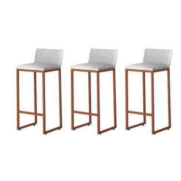 Imagem de Kit 3 Banquetas Alta Dani Reforçada Decorativa Balcão Bancada Cozinha 