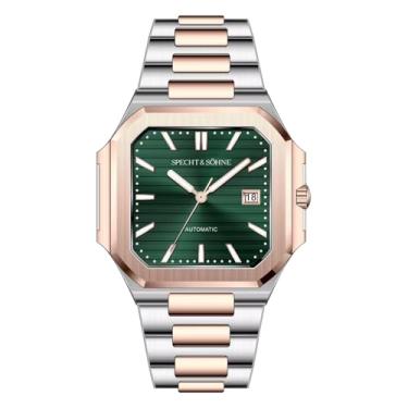 Imagem de Relógio masculino Specht & Söhne 41 mm quadrado cúbico 5711 relógios mecânicos ouro rosa aço inoxidável cristal de safira à prova d'água, ouro rosa - verde