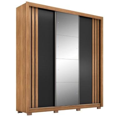 Imagem de Guarda Roupa Casal 210cm Com Espelho Moly D02 Nude-preto - Mpozenato