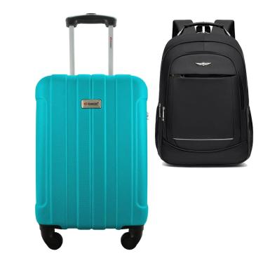 Imagem de Kit Mala de Bordo 10kg Viagem Rodas 360 Rígida ABS Cadeado Segredo Gladiador A1MB Com Mochila Executiva 103