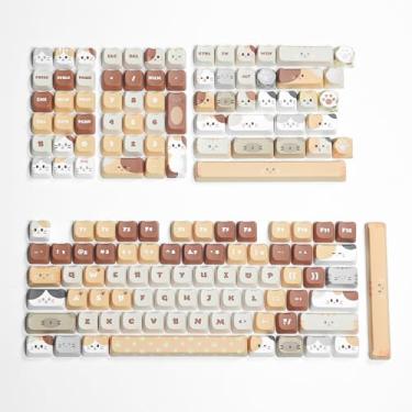 Imagem de Generic Conjunto de teclas empilháveis PBT Cat com perfil de 143 teclas personalizadas com sublimação de tinta ISO ANSI para teclados mecânicos 60% 65% 70% 75% 100% Cherry Gateron MX Switches