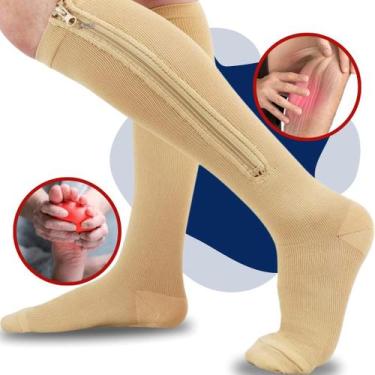 Imagem de Meia de Compressão Pós Cirúrgica Com Ziper Para Inchaço dores e Caimbr