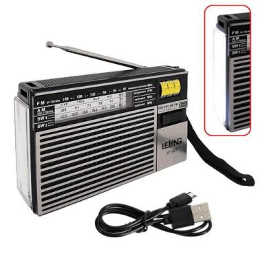 Imagem de Radio Com Lanterna Iluminação Led Entrada Usb Musica Alta Ótima Qualid