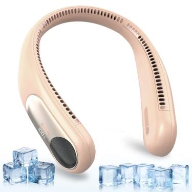 Imagem de Ventilador de pescoço portátil, ventilador pessoal vestível sem lâminas, visor de LED, 4 velocidades, 6000 mAh recarregável USB, vento de resfriamento forte de 360°, mãos livres, longa duração