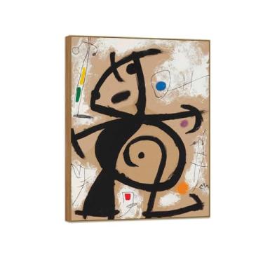 Imagem de Joan Miró Famosas Impressões em Tela-Imagem arte parede lona-Moldura Madeira Pintura decoração quarto Sala de estar(mulher pássaro) 60x80cm