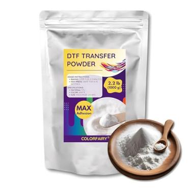 Imagem de Colorfairy Pó De Transferência Dtf, 1000 G (35,3 Oz), Adesivo Hot Melt Branco Alta Aderência Para Impressoras Dtg, Ideal Sublimação Com Pré-Tratamento Em Todos Os Tecidos: Algodão, Jeans, Camisetas