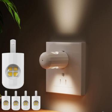 Imagem de SETEN Pacote Com 6 Mini Luzes Noturnas Led De Parede - Liga/Desliga Automáticas Do Anoitecer Ao Amanhecer, 3000K Branco Suave (Equivalente A 200 Lúmens/20 W), Iluminação Ajustável Em 360° Para Quart