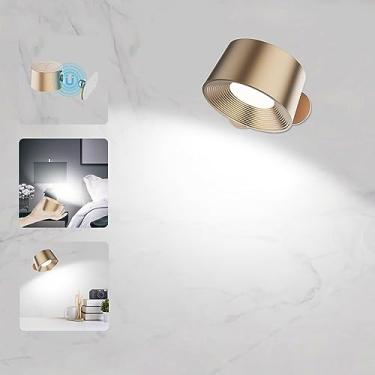 Imagem de H HAGU LANDE Arandelas De Led, Luminárias Parede, Luzes Leitura Para Quarto, Luminária Sem Fio Com Bola Magnética Giratória 360° Estudo E Corredor (Ouro Rosa)