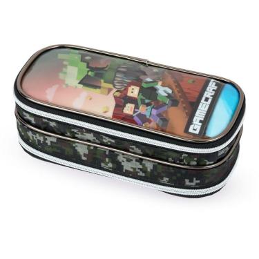 Imagem de Estojo Escolar Gamecraft Duplo Volta Aulas Grande Capacidade