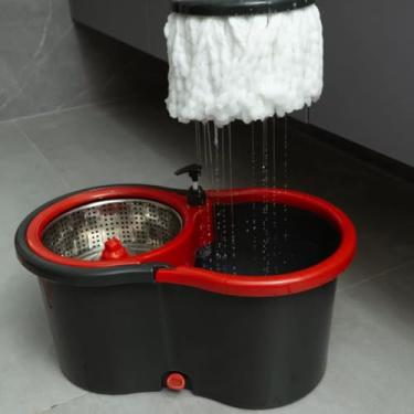 Imagem de Mop Giratório Pro em Inox com Balde 13L e Esfregão Cabo 1,25m