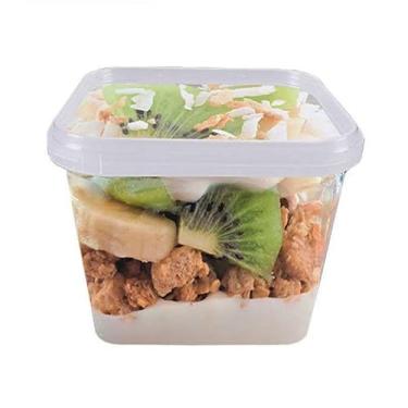 Imagem de Potes Quadrados com Lacre para Sobremesa, 250ml, Kit com 100 Unidades, 9x9x18cm